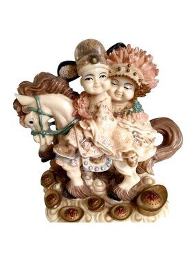 Vintage Traditional Bride Groom Figure Asian Cultural Symbolism Wedding Gift